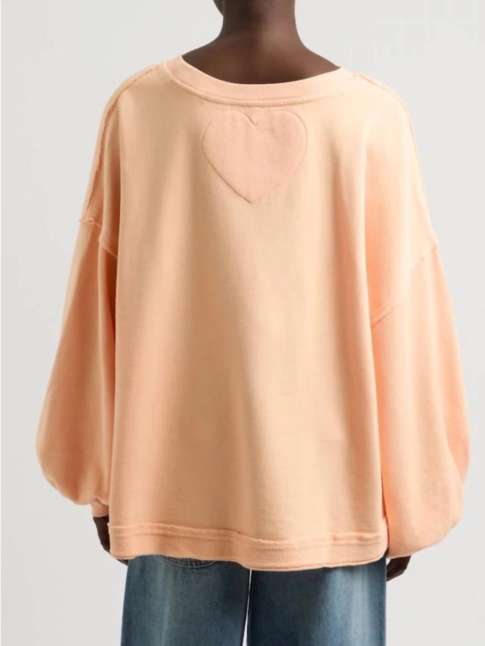 Free People Peach Oversized Raw-Hem Sweatshirt Size M - Picture 5 of 11